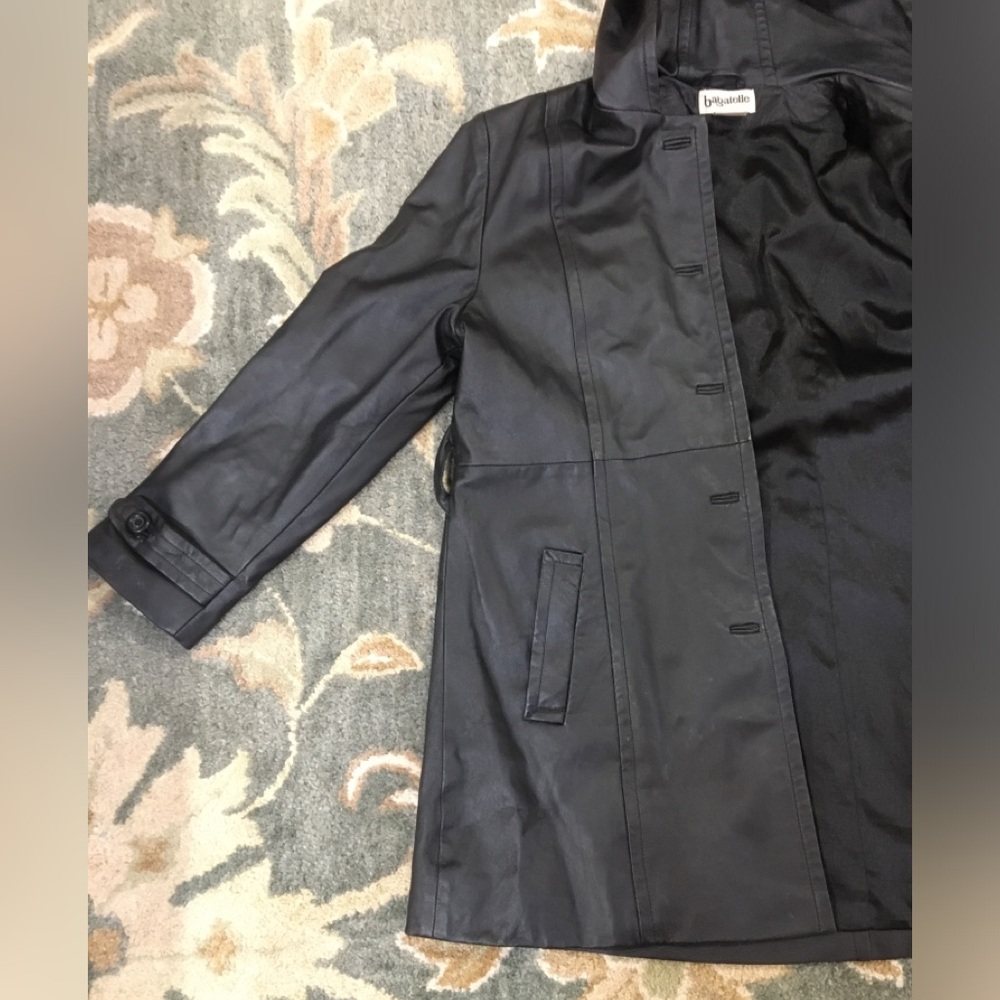 BAGATELLE Vintage Black Hooded Genuine Leather Jacket Womens US Large - Picture 7 of 17